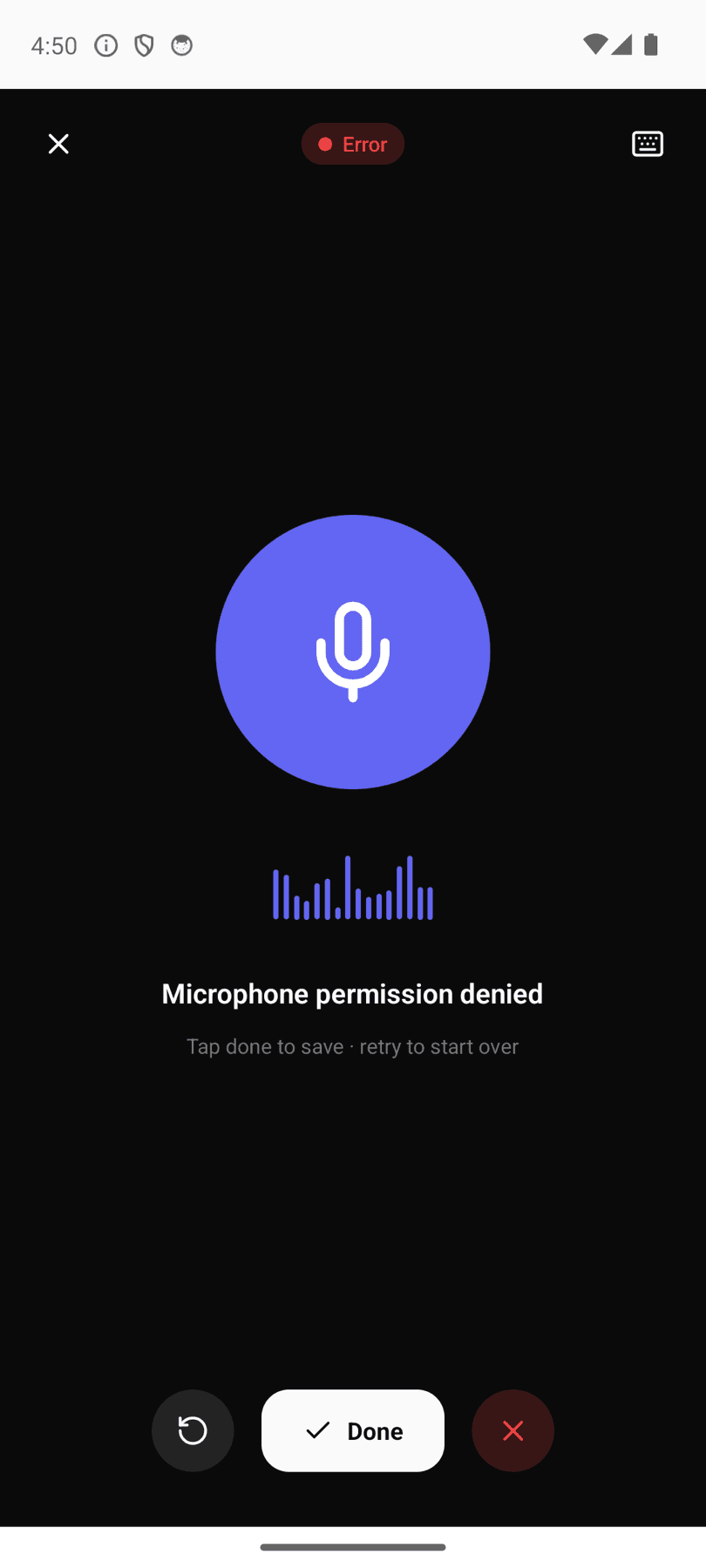 Voice capture screen